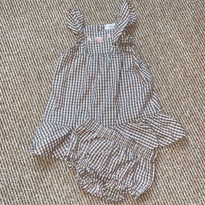 NWOT First Moments brown and white floral dress and diaper cover 3 months